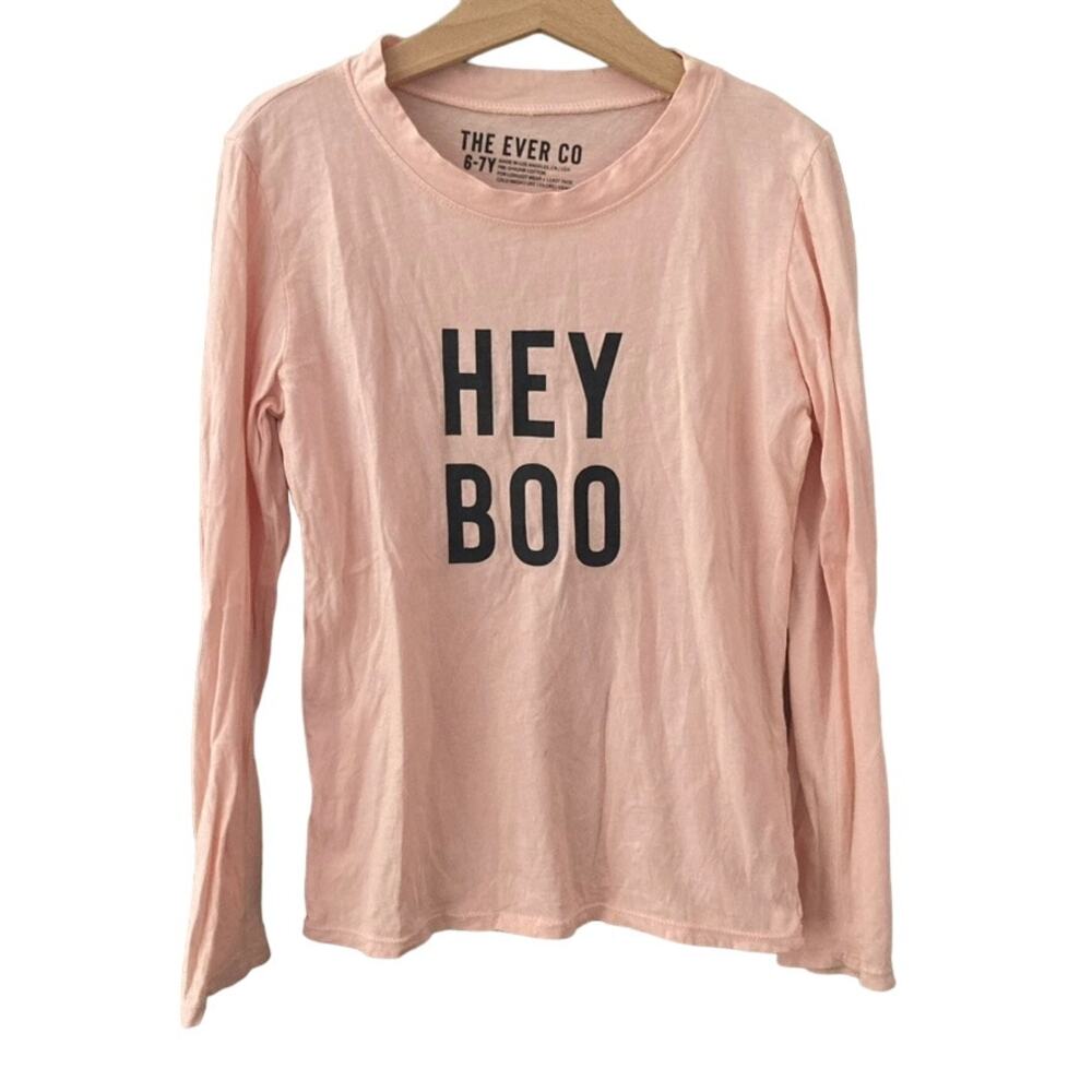 The Ever Co Hey Boo Long Sleeve Tee - Peach Pink - 6/7